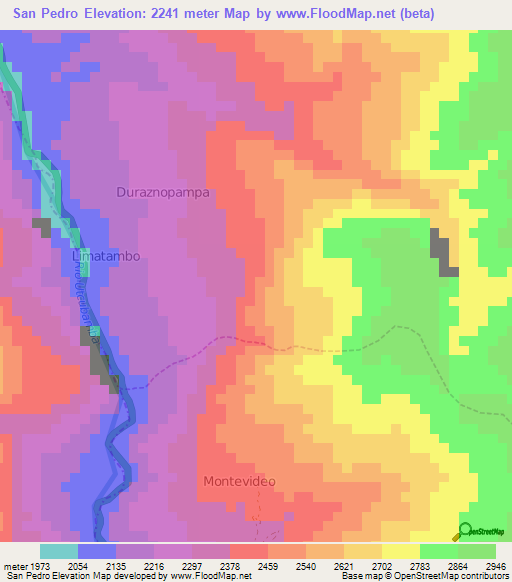 San Pedro,Peru Elevation Map