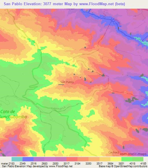 San Pablo,Peru Elevation Map
