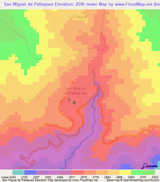 San Miguel de Pallaques,Peru Elevation Map