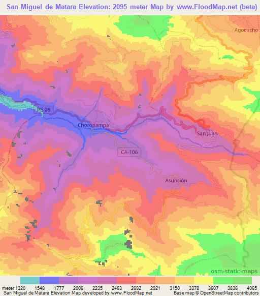 San Miguel de Matara,Peru Elevation Map