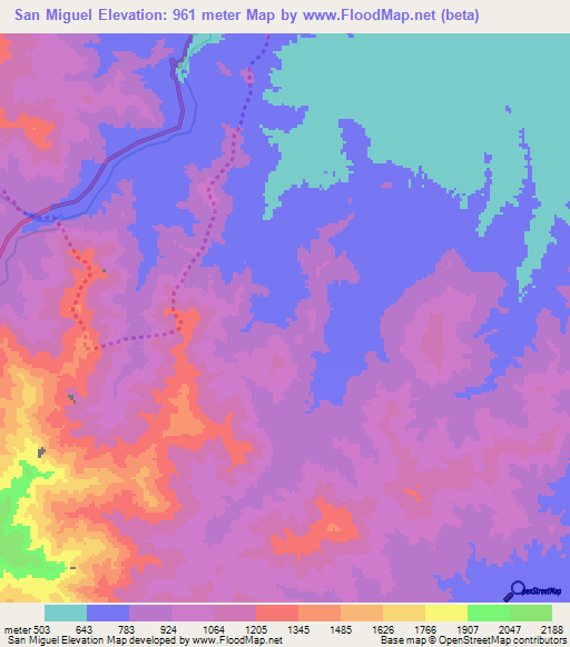 San Miguel,Peru Elevation Map