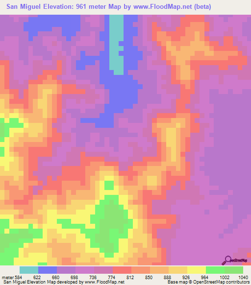 San Miguel,Peru Elevation Map