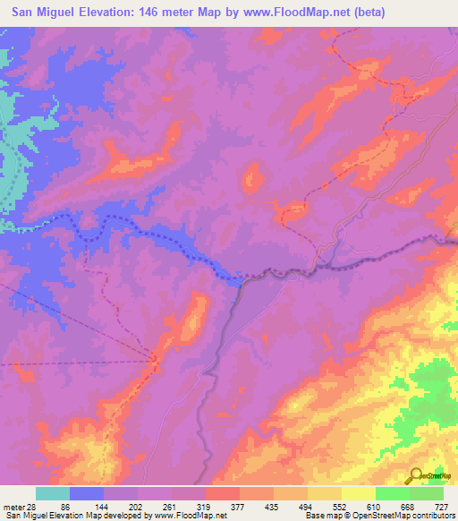 San Miguel,Peru Elevation Map