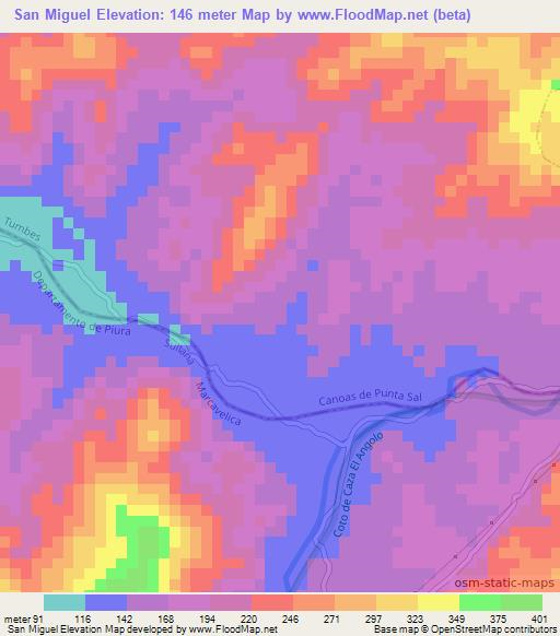 San Miguel,Peru Elevation Map