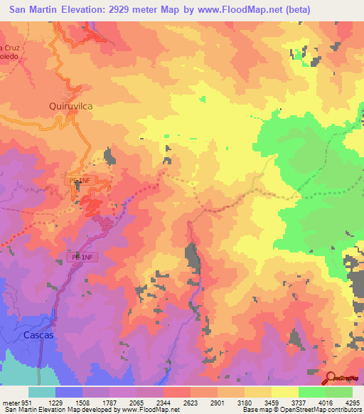 San Martin,Peru Elevation Map