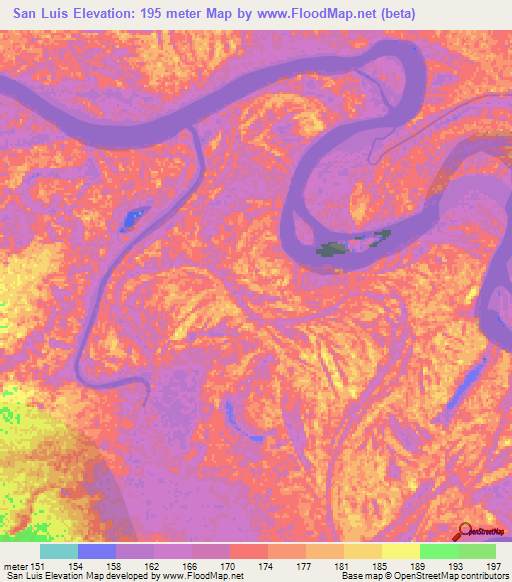 San Luis,Peru Elevation Map