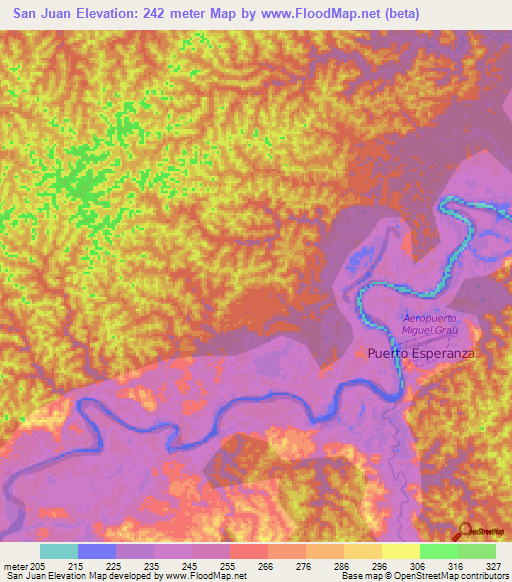 San Juan,Peru Elevation Map