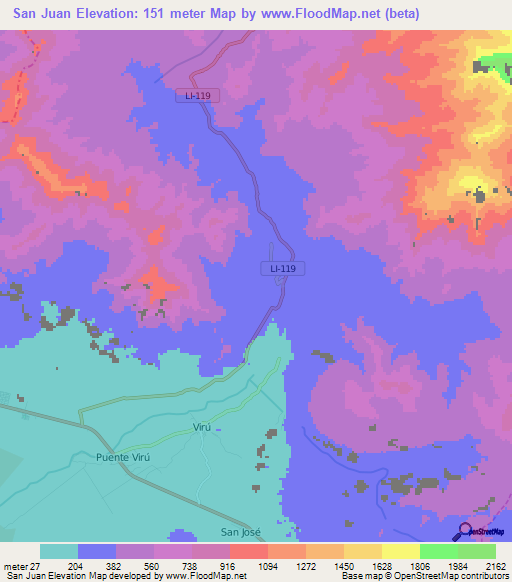 San Juan,Peru Elevation Map