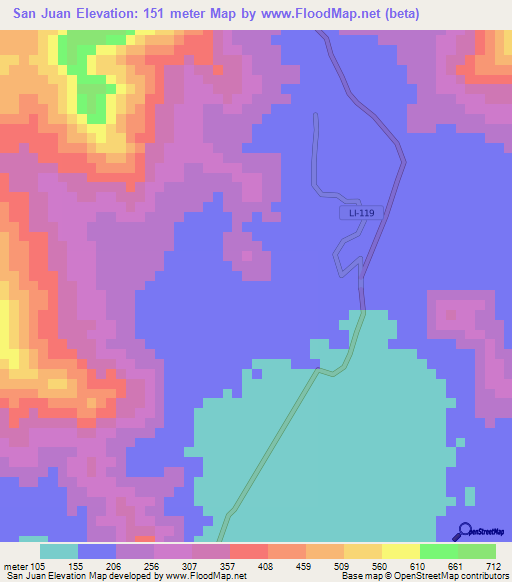 San Juan,Peru Elevation Map