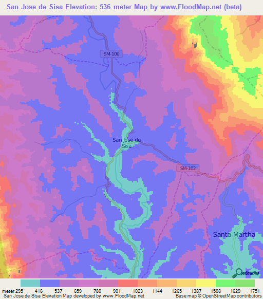 San Jose de Sisa,Peru Elevation Map