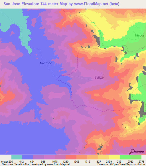 San Jose,Peru Elevation Map