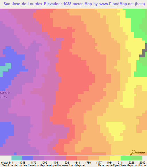 San Jose de Lourdes,Peru Elevation Map