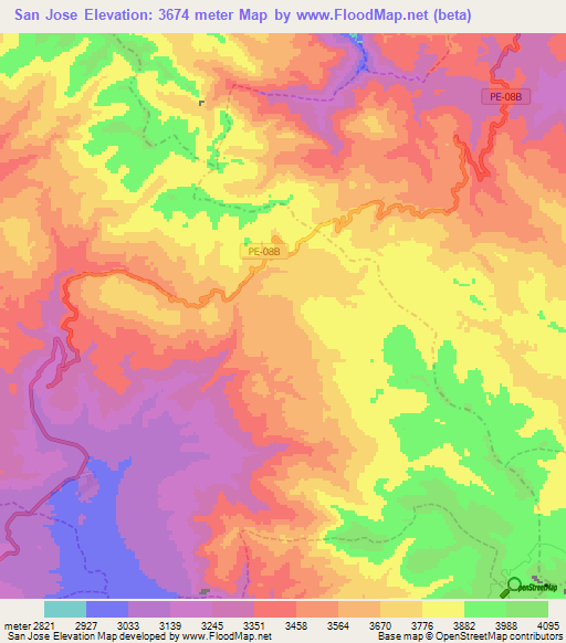 San Jose,Peru Elevation Map
