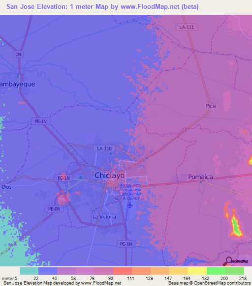 San Jose,Peru Elevation Map