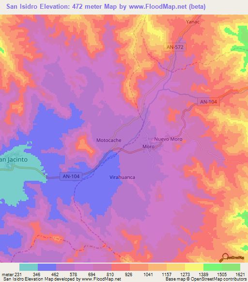 San Isidro,Peru Elevation Map