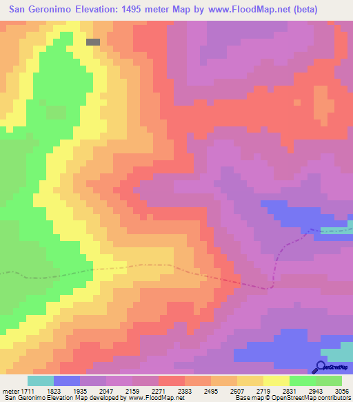San Geronimo,Peru Elevation Map