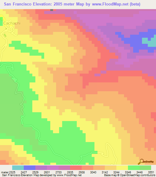 San Francisco,Peru Elevation Map