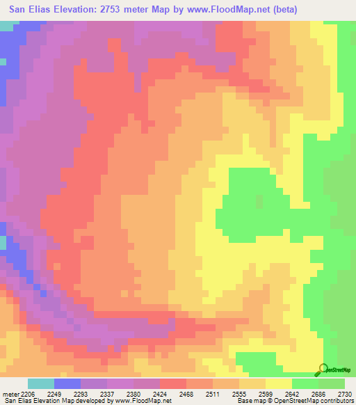 San Elias,Peru Elevation Map