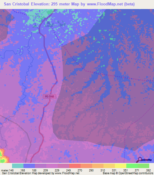 San Cristobal,Peru Elevation Map