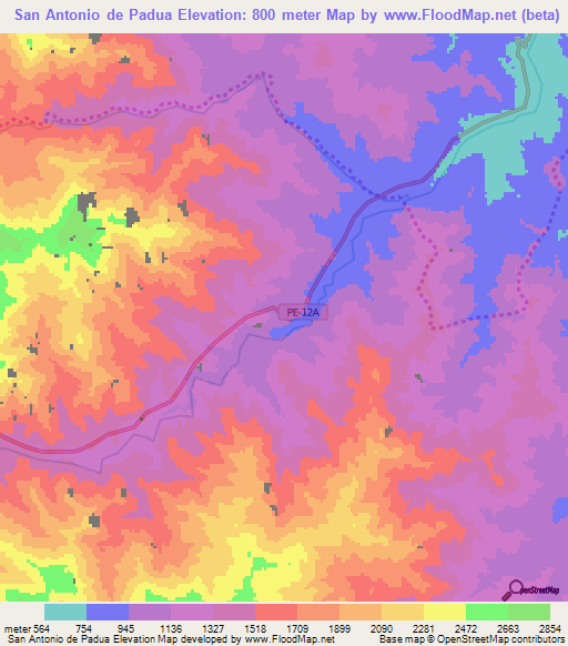 San Antonio de Padua,Peru Elevation Map