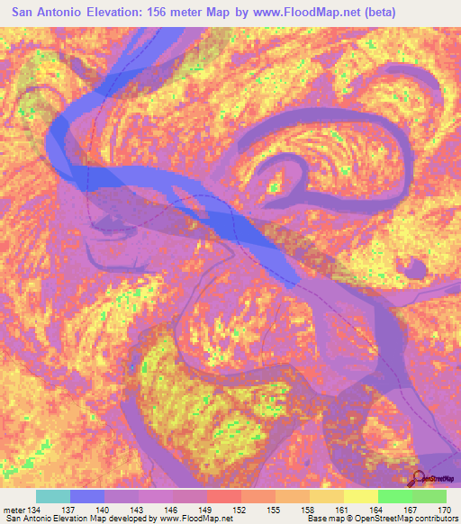 San Antonio,Peru Elevation Map