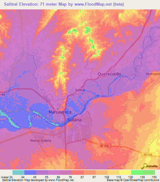 Salitral,Peru Elevation Map