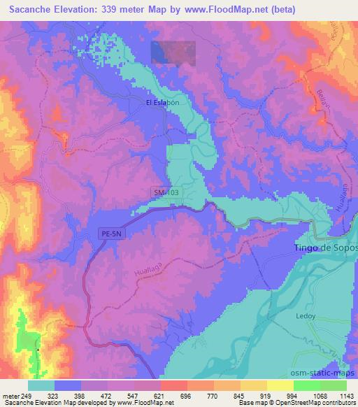 Sacanche,Peru Elevation Map