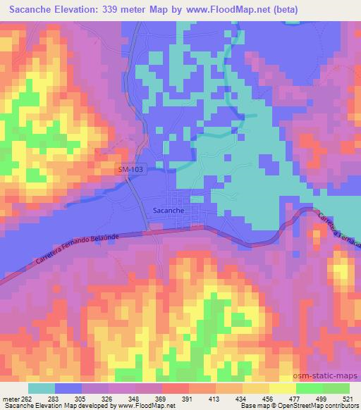 Sacanche,Peru Elevation Map