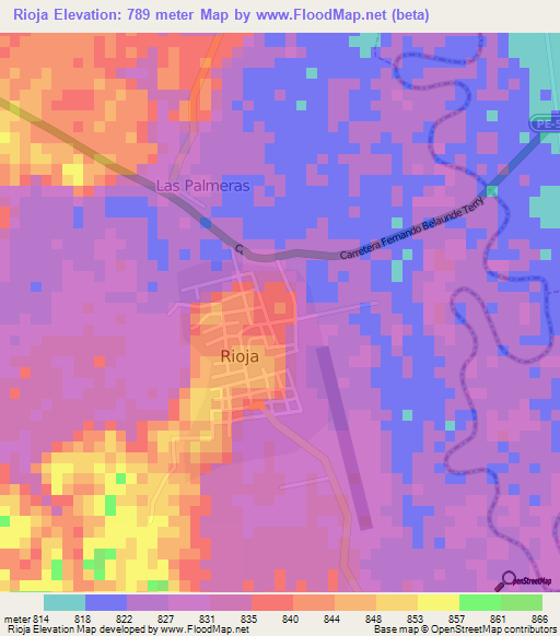 Rioja,Peru Elevation Map