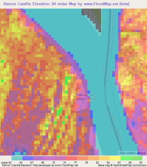 Ramon Castilla,Peru Elevation Map