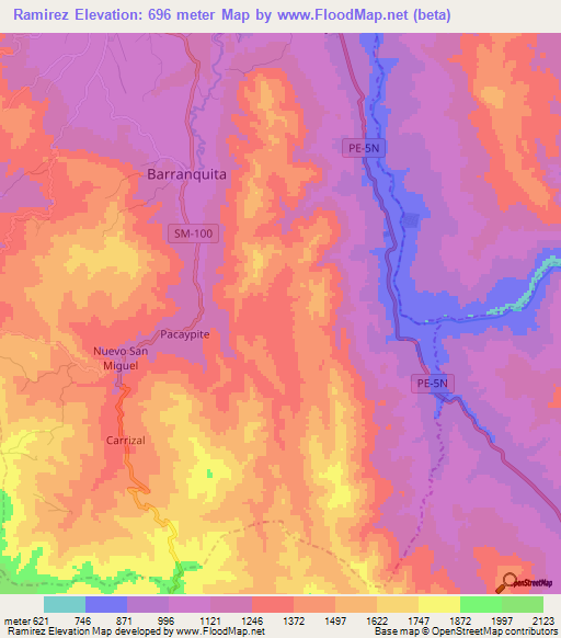 Ramirez,Peru Elevation Map