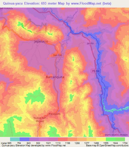 Quinua-yacu,Peru Elevation Map