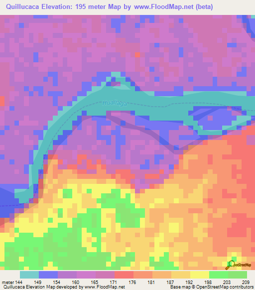 Quillucaca,Peru Elevation Map