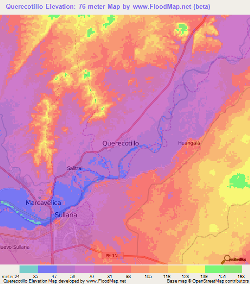Querecotillo,Peru Elevation Map