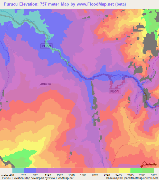Purucu,Peru Elevation Map