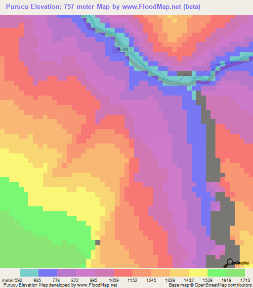 Purucu,Peru Elevation Map