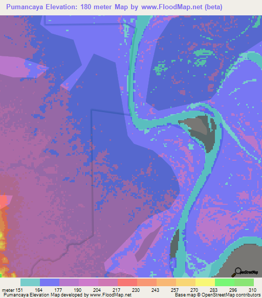 Pumancaya,Peru Elevation Map