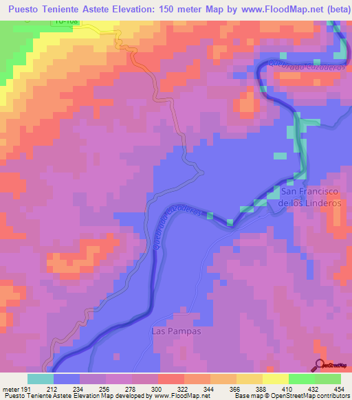 Puesto Teniente Astete,Peru Elevation Map