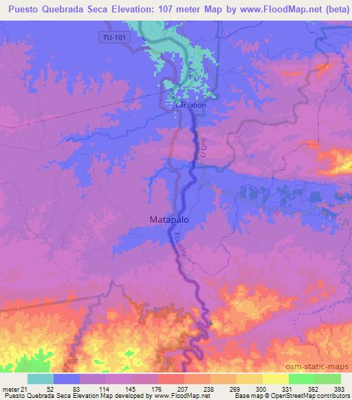 Puesto Quebrada Seca,Peru Elevation Map