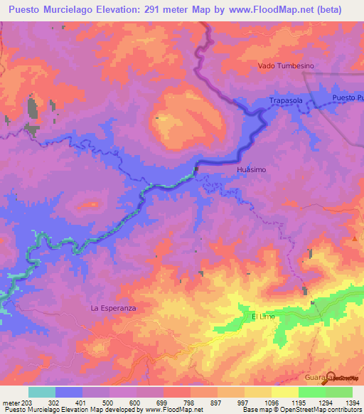 Puesto Murcielago,Peru Elevation Map