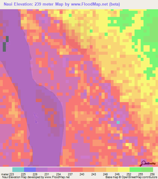 Naui,Sudan Elevation Map