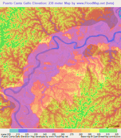 Puerto Canta Gallo,Peru Elevation Map