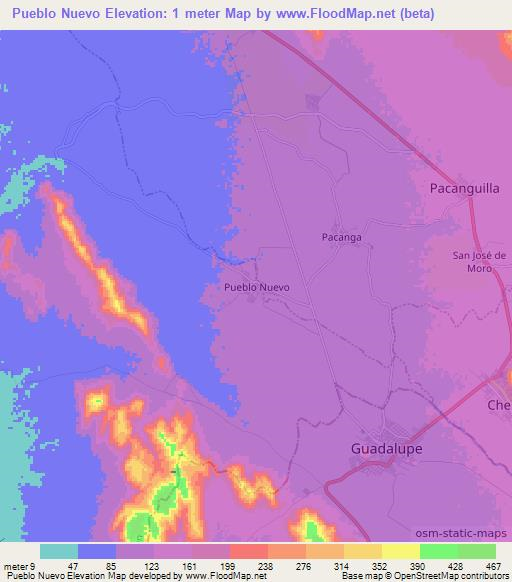 Pueblo Nuevo,Peru Elevation Map