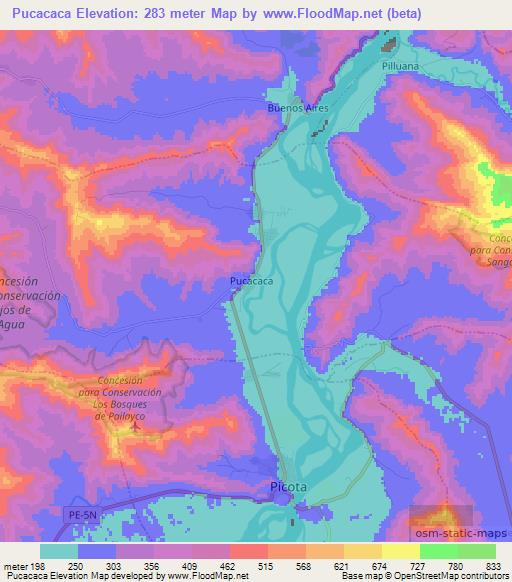 Pucacaca,Peru Elevation Map