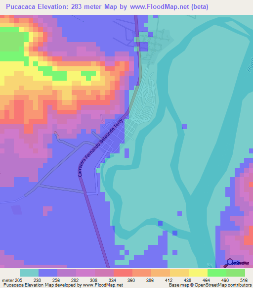 Pucacaca,Peru Elevation Map