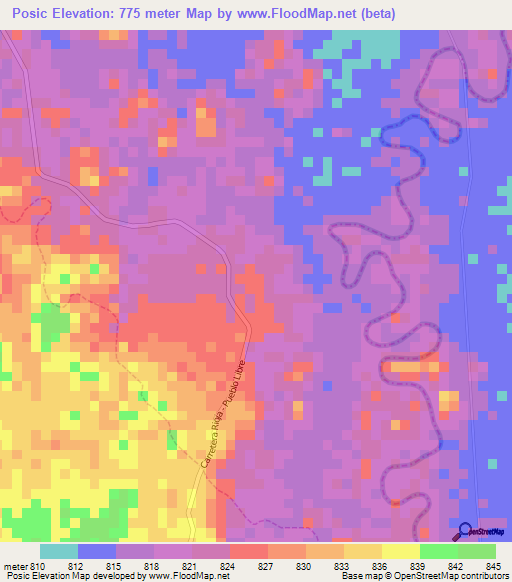 Posic,Peru Elevation Map