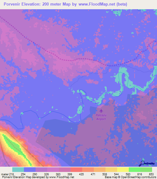 Porvenir,Peru Elevation Map