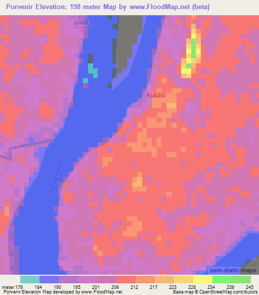Porvenir,Peru Elevation Map