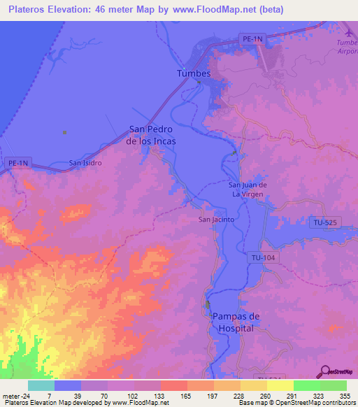 Plateros,Peru Elevation Map
