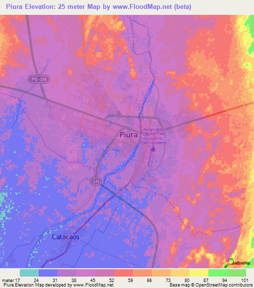 Piura,Peru Elevation Map